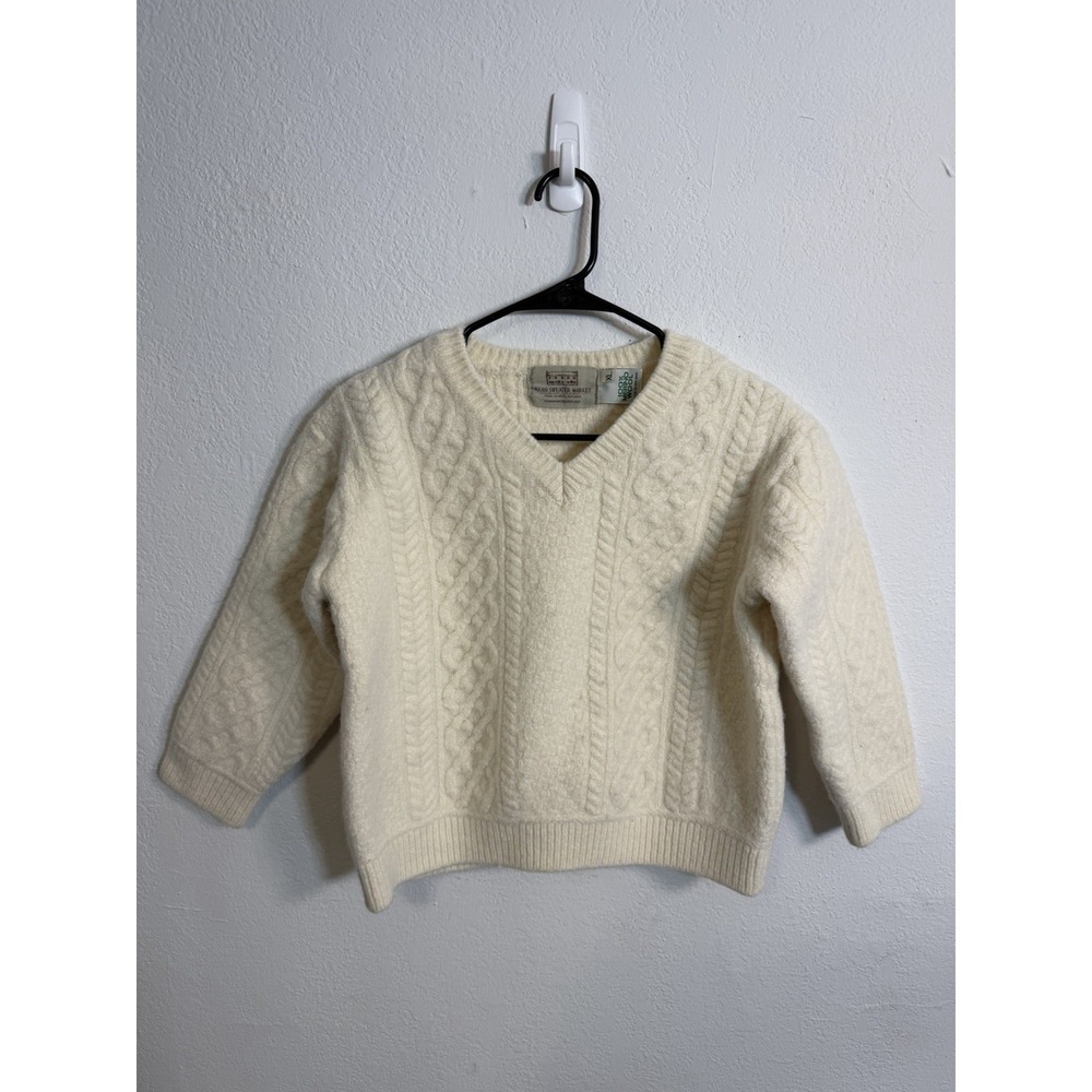 Aran Sweater Market Girls Size XL‎ White Merino Wool 100%